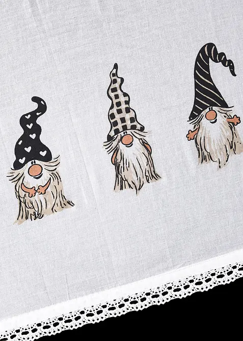 Kafegardin i &oslash;kologisk bomull med nissemotiv, bonprix