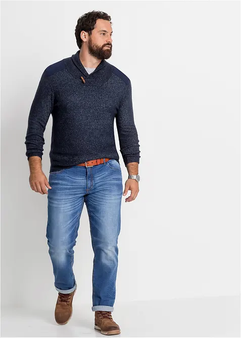 Finstrikket genser med sjalkrage, bonprix