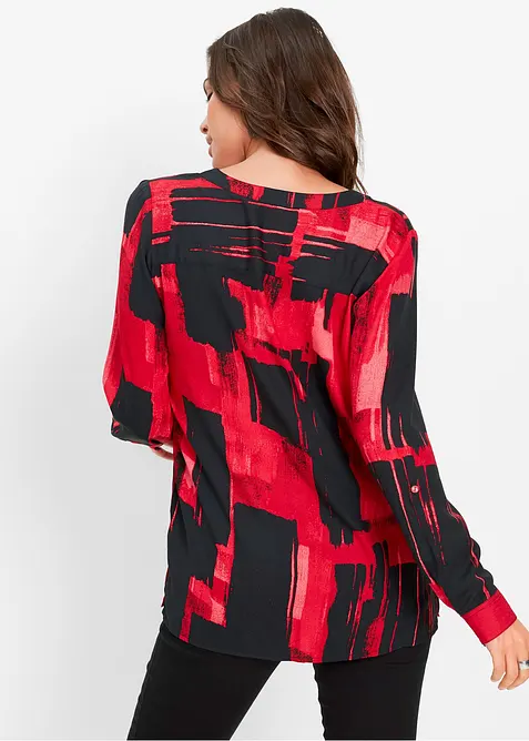 Lang chiffonbluse med trykk, bonprix
