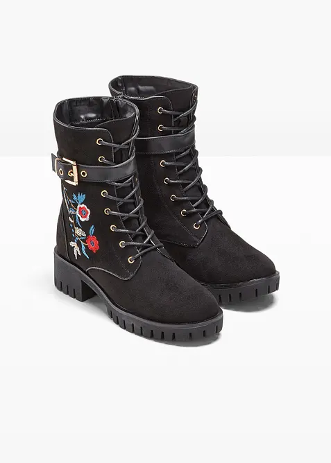 Snøreboots med broderi, bonprix