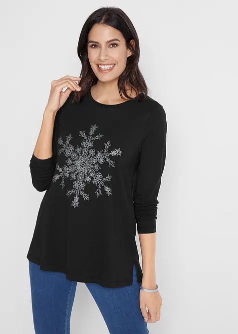 Langermet topp i 100% bomull, bonprix