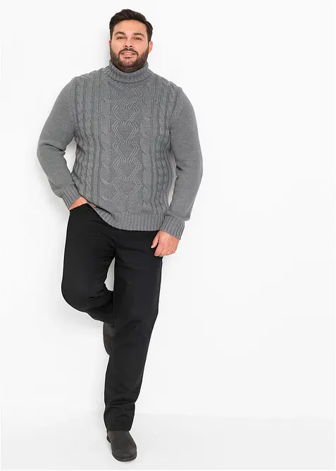 Genser med rullekrage og flettemønster, bonprix