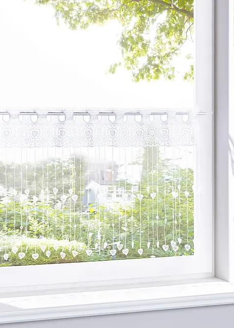 Tråd-cafégardin med hjerter, bonprix