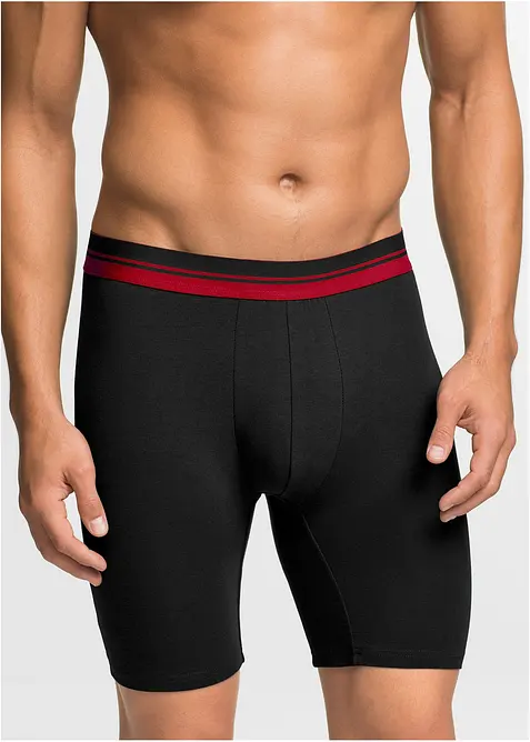 Boksershorts med bomull i ettersittende modell med lange ben (2-pack), bonprix