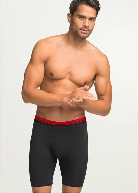 Boksershorts med bomull i ettersittende modell med lange ben (2-pack), bonprix