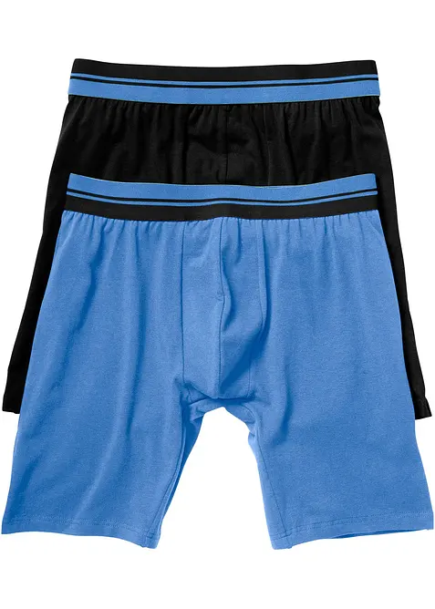 Boxershorts av bomull i ettersittende modell med lange ben (2-pack), bonprix