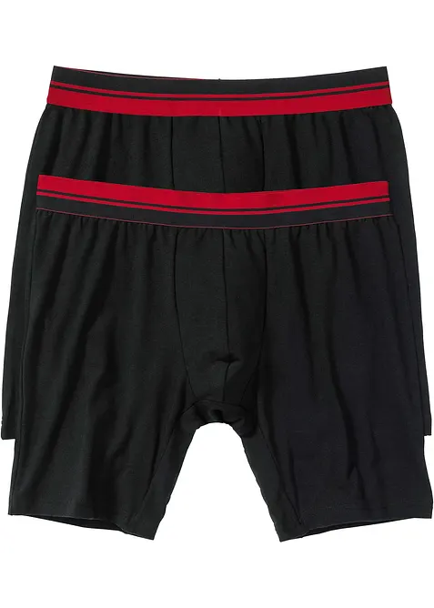 Boksershorts med bomull i ettersittende modell med lange ben (2-pack), bonprix