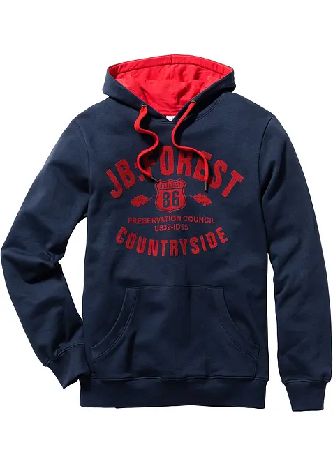 Sweatshirt med hette og Flock-print, bonprix