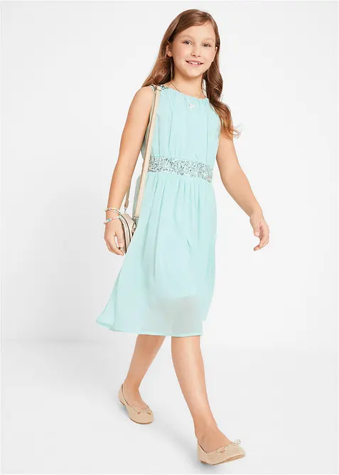 Chiffonkjole med paljettbånd, bonprix