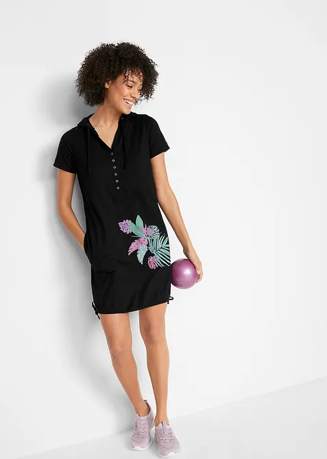 Trikotkjole i bomull, kort arm, bonprix