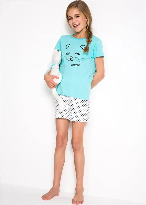Kort pyjamas i 100% økologisk bomull (2-delt sett), bonprix