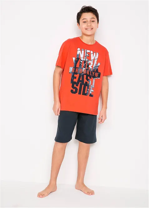 Kort pyjamas i 100% bomull (2-delt sett), bonprix