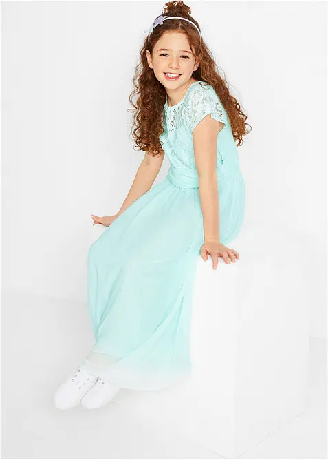 Chiffonkjole med blonde, bonprix