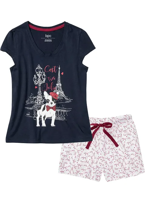 Kort pyjamas i 100% bomull, bonprix