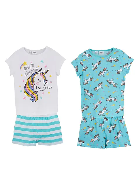 Kort pyjamas i 100% bomull (4-delt sett), bonprix