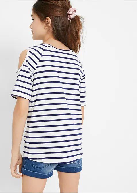 Cold shoulder-topp med økologisk bomull (2-pack), bonprix