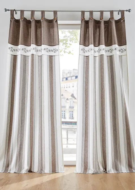 Gardin i økologisk bomull med stripemønster (1-pack), bonprix