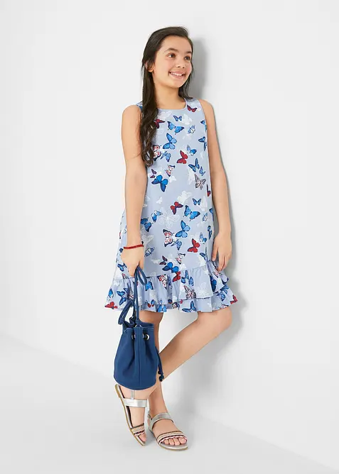 Jerseykjole i 100% økologisk bomull med volang, bonprix