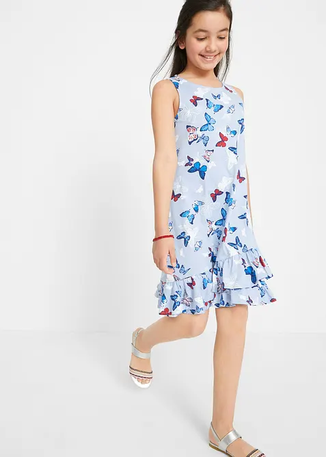 Jerseykjole i 100% økologisk bomull med volang, bonprix