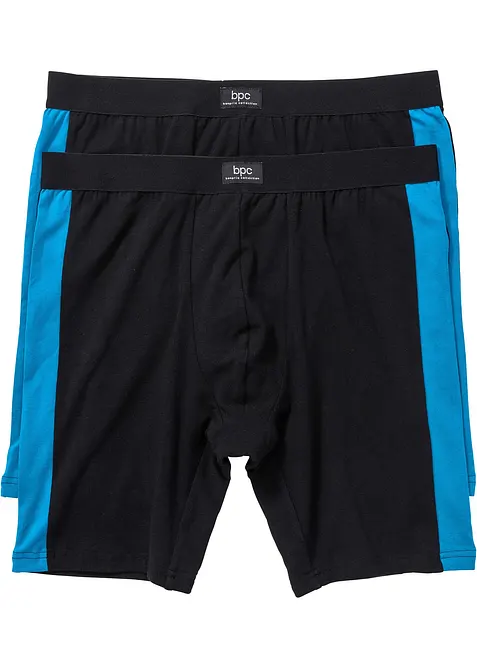 Boksershorts med bomull i ettersittende modell med lange ben (2-pack), bonprix
