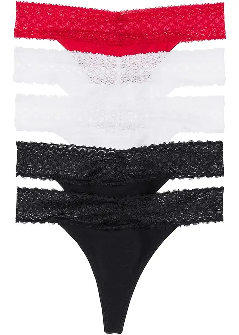 Stringtruse med blonder (5-pack), bonprix