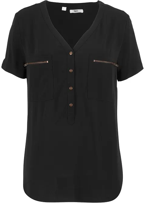 Bluse i viskose, kort arm, bonprix
