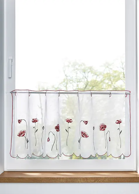 Transparent gardinkappe med blomsterbroderi, bonprix
