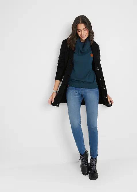 Finstrikket genser med vid, høy hals, bonprix