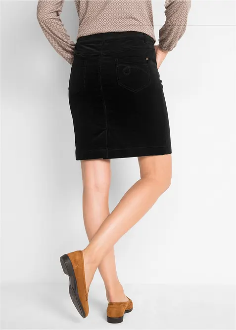 Cord-skjørt med stretch, bonprix
