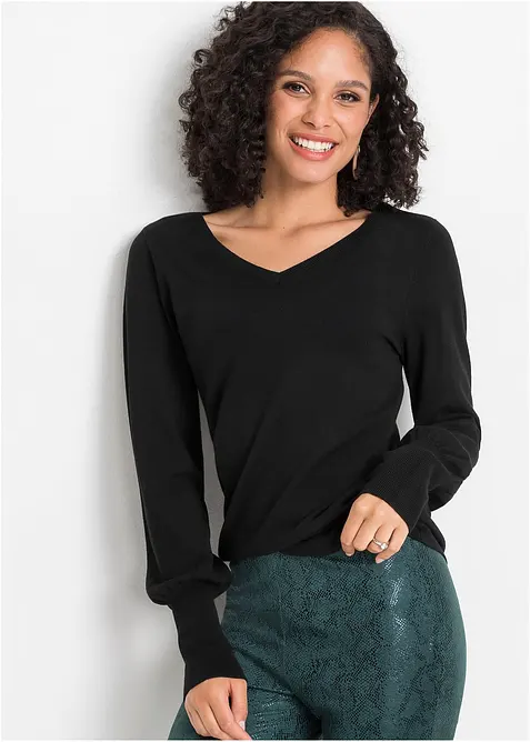 Finstrikket genser med b&aelig;rekraftig viskose, bonprix