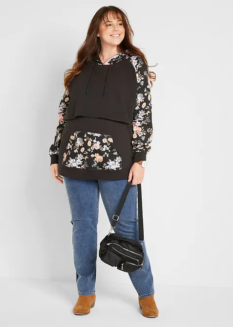 Myk 2-i-1-mamma-/ammesweatshirt med hette, bonprix