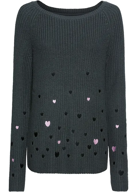 Genser med broderi, bonprix