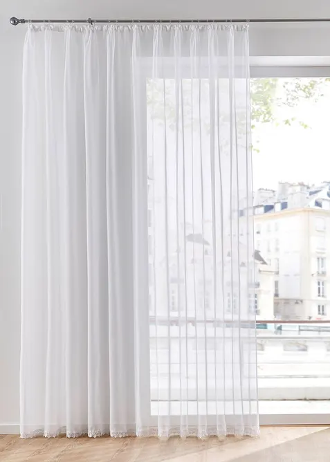 Gardin med resirkulert polyester og blondekant, bonprix