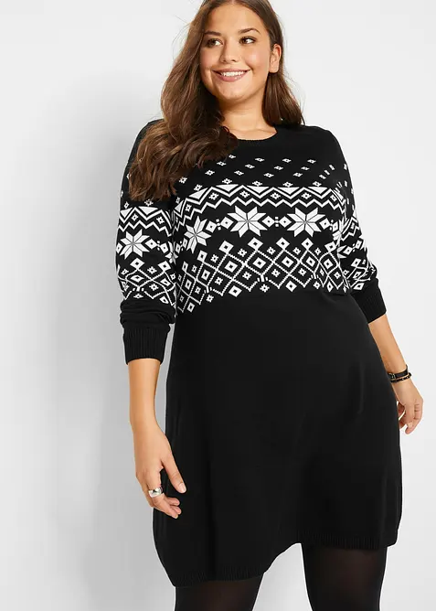 Strikket kjole med koftemønster, bonprix