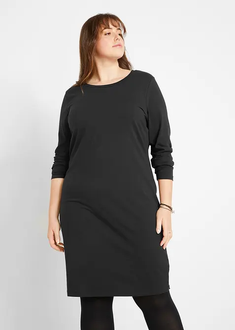 Figurn&aelig;r jerseykjole i bomull med stretch (2-pack), bonprix