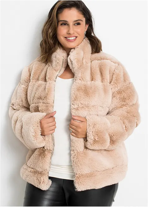 Fuskepelsjakke med glidelås, bonprix