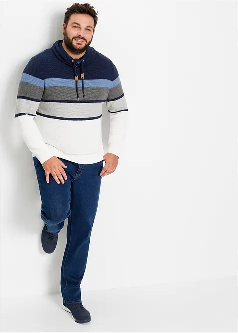 Grovstrikket genser i 100% bomull med tubekrage, bonprix