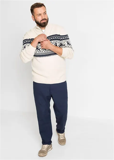 Genser med koftem&oslash;nster og troyerkrage, bonprix