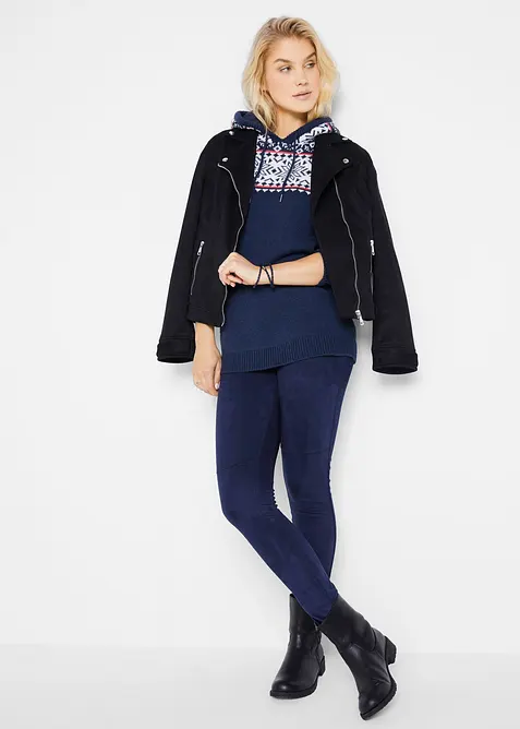 Genser med koftemønster og hette, bonprix