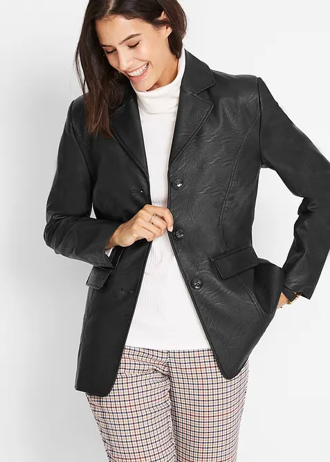 Lang blazer i imitert skinn, bonprix