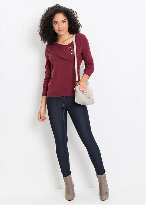 Finstrikket genser i bomullsmiks, bonprix