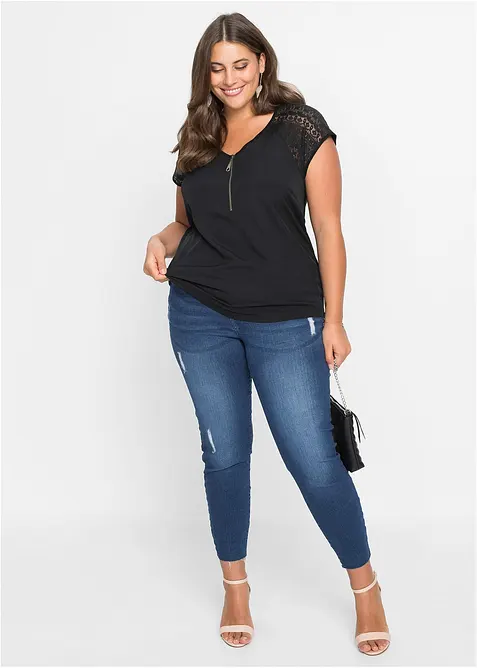 Topp med blondebesetning, bonprix