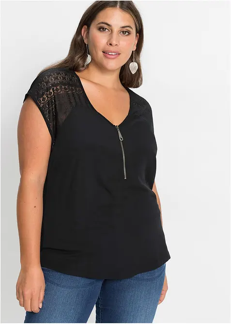 Topp med blondebesetning, bonprix