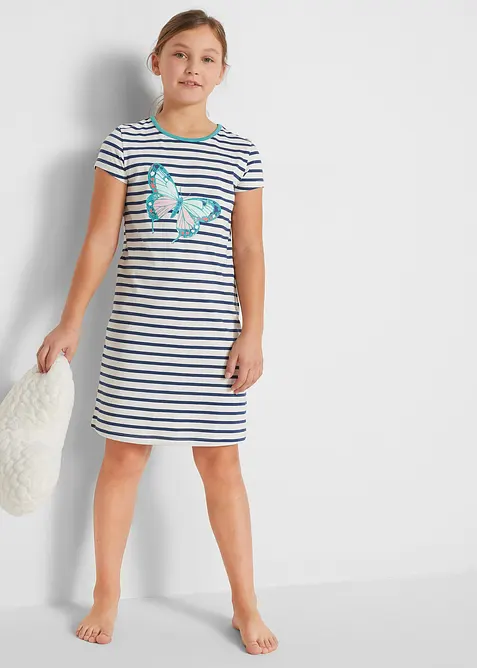 Nattkjole i 100% bomull med korte ermer (2-pack), bonprix