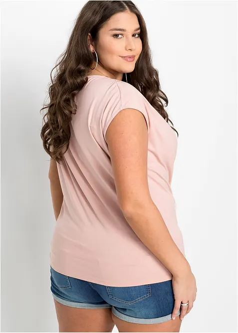 Topp i viskosemiks med drapert utringning, bonprix