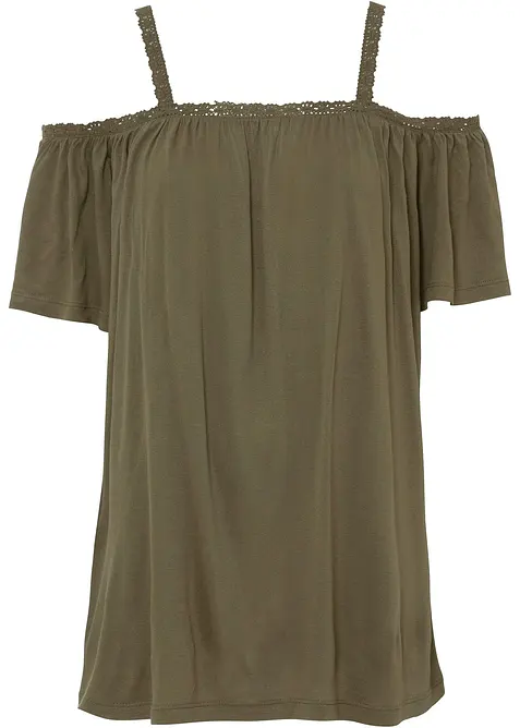 Cold shoulder-topp i myk viskose, bonprix