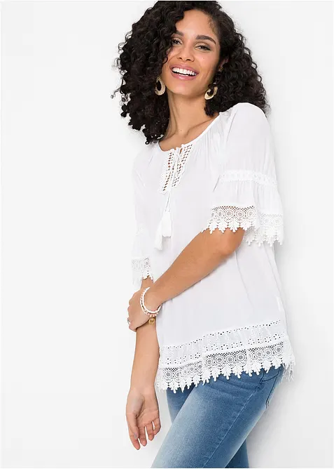 Tunika i myk viskose med blonder, bonprix