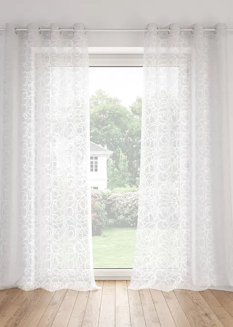 Gardin med print, med resirkulert polyester (1-pack), bonprix