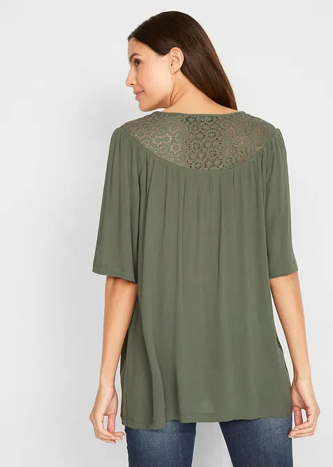 Lang, crinkle tunika, kortermet, bonprix