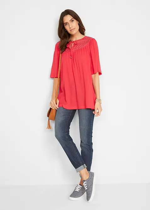 Lang, crinkle tunika, kortermet, bonprix